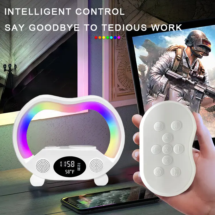 AI-Powered Portable Bluetooth Speaker - Plastic-Body Wireless Charging Audio Accessory, Colorful LED Mini Speaker with Multi-Device Compatibility for Mobile Devices, Portable Speakers, Ai-Powered Speakers