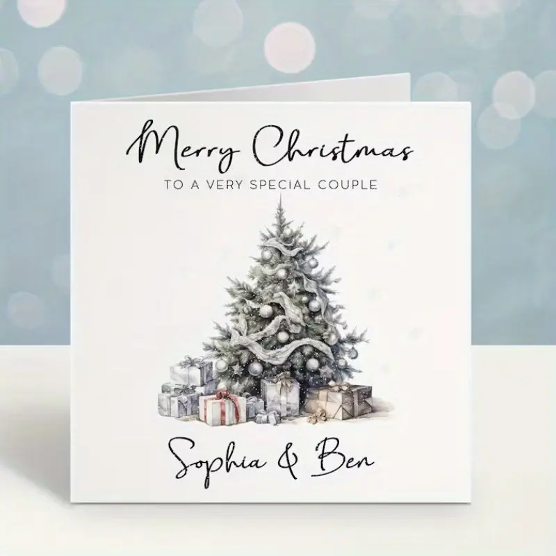 1PC non-envelope Couple Christmas Card, Personalised Special Couple Christmas Card, Special Couple, Couple Card, Personalised Names, Christmas Tree, Xmas, Greeting Card