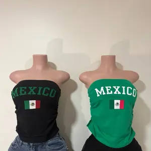 Mexico Flag Print Strapless Top