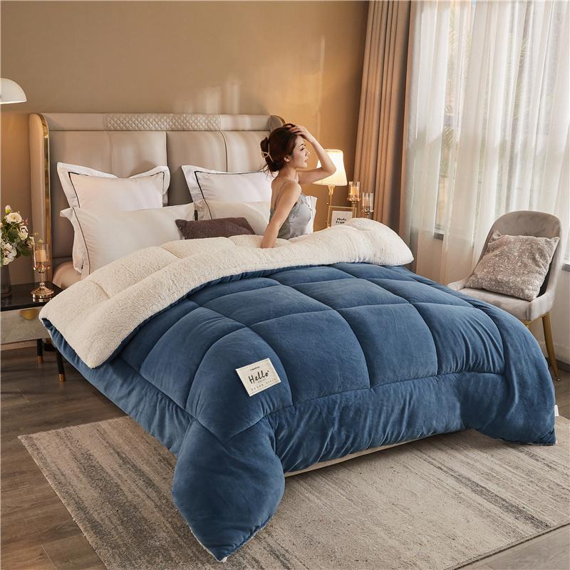 TORAX King Comforter Micromink Sherpa - Ultra Soft Warm All Season, Solid Sapphire Blue & Elegant Gray