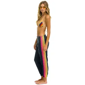 5 STRIPE SWEATPANTS - HEATHER NAVY // NEON RAINBOW