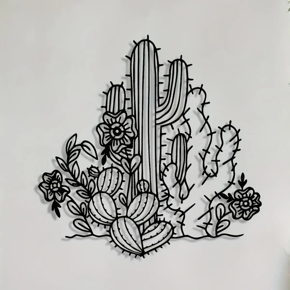 Cactus Pattern Metal Wall Art, Unique Cactus Design, Country Style Rustic Iron Aesthetic Wall Decor, Wall Hanging Decor Decoration for Home Living Room Bedroom Office, Home Decor, Ornaments, Durable, Perfect Gift Idea, Gift, Decoration Items
