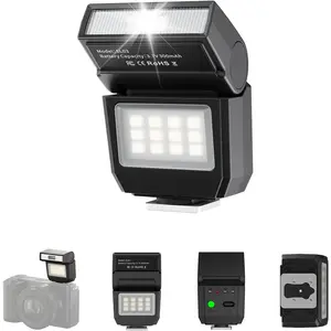 L-CPS019   SL03 Camera Mini Flash Speedlite with Video Light, GN8 6500K External Flash 90° Angle Adjustable Speedlite Compatible with Sony/Canon/Fuji/Nikon DSLR, Universal Single Contact Hot Shoe Mount