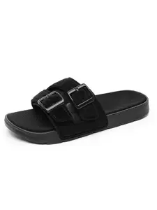New Men's Slippers, Warm Fuzzy Indoor Comfortable Sandals, Adjustable Buckle, Unisex, Large Sizes 39-47, All Seasons