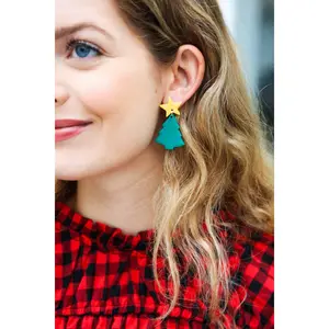 Christmas Tree Clay Dangle Earrings