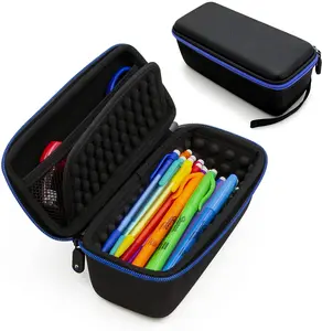 CASEMATIX Large Hard Shell Pencil Bag for 50+ Pens Pencils & Markers with Padded Divider Netted Accessory Storage & Wrist Strap - Case Only