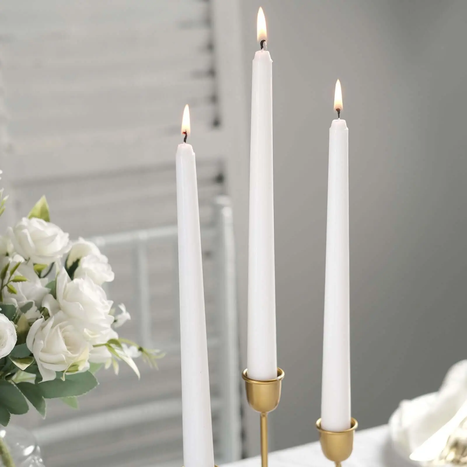 10-Pack 10" Premium Unscented White Wax Taper Candles, Home Decor for Table Settings, Birthday Celebrations