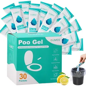 Lemon Scent Portable Toilet Gel, Odor Control Poo Gel for Potty, Eco‑Friendly Biodegradable Camping Toilet Powder, Quick Absorb Gelling Urine Packets, Portable Waste Treatment Supplies for Outdoor RV Travel Camping Recreation