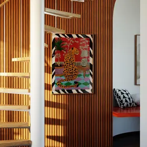 Colorful Leopard Wall Print - Artistic Maximalist Paper Wall Art, Eclectic Home Decor for Room
