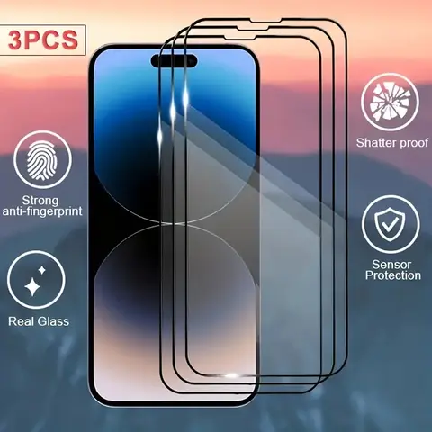 3pcs for iPhone 17/17 Air/17 Pro/17 Pro Max HD Clear Cell Phone Tempered Glass Screen Protector Film for Apple iPhone 18Pro/17Pro Max/16/15 Pro Max/14 Pro Max/13/12/11Pro Max/XR/Xs/XsMax