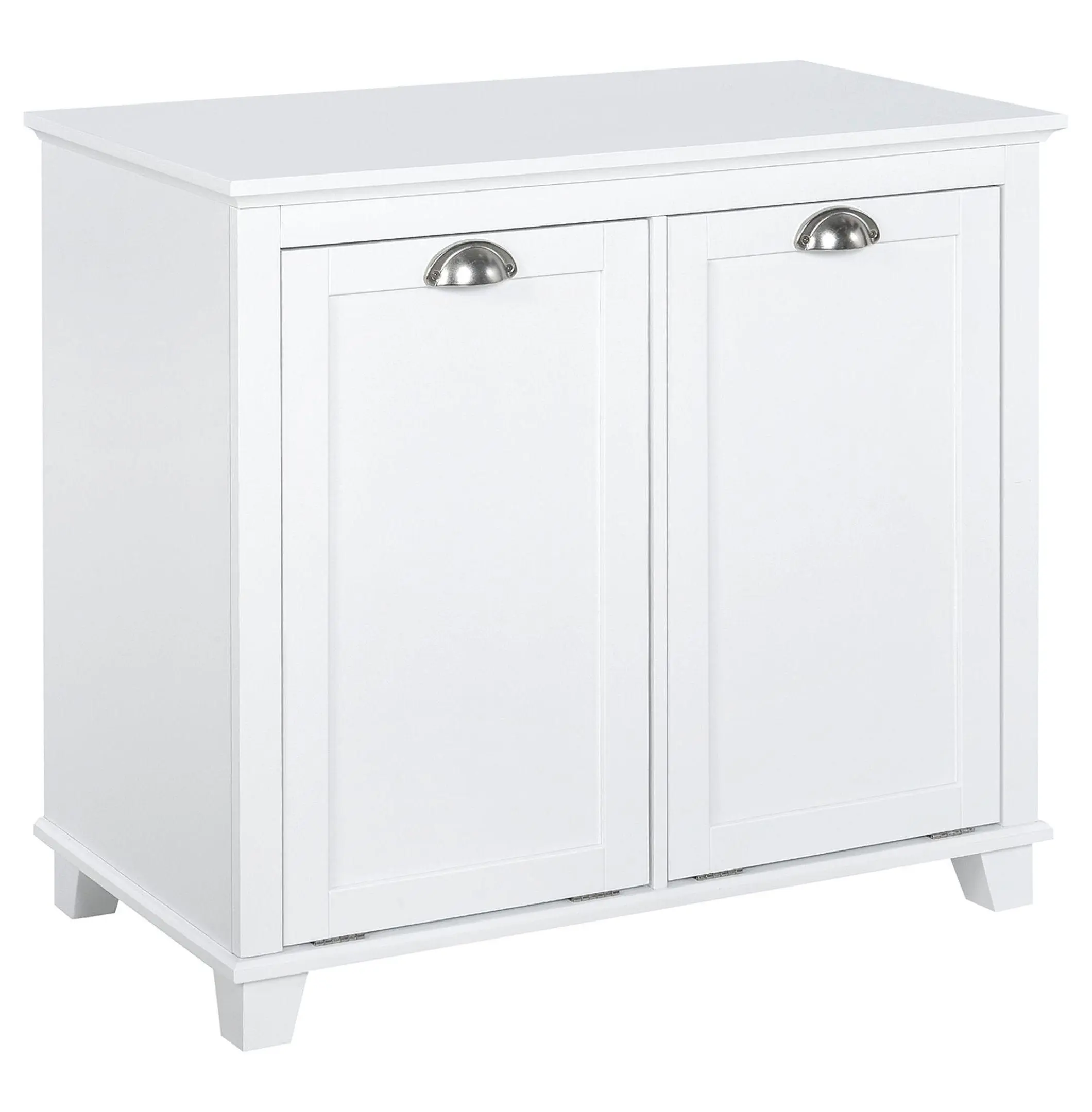 Laundry Hamper Cabinet with Tilt Out Baskets White - Freestanding Bathroom Storage Organizer