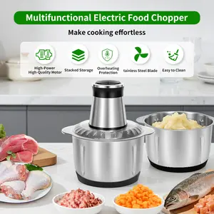 5L Electric Food Chopper - 400W, 2 Speed, Stainless Steel Meat Grinder & Vegetable Chopper