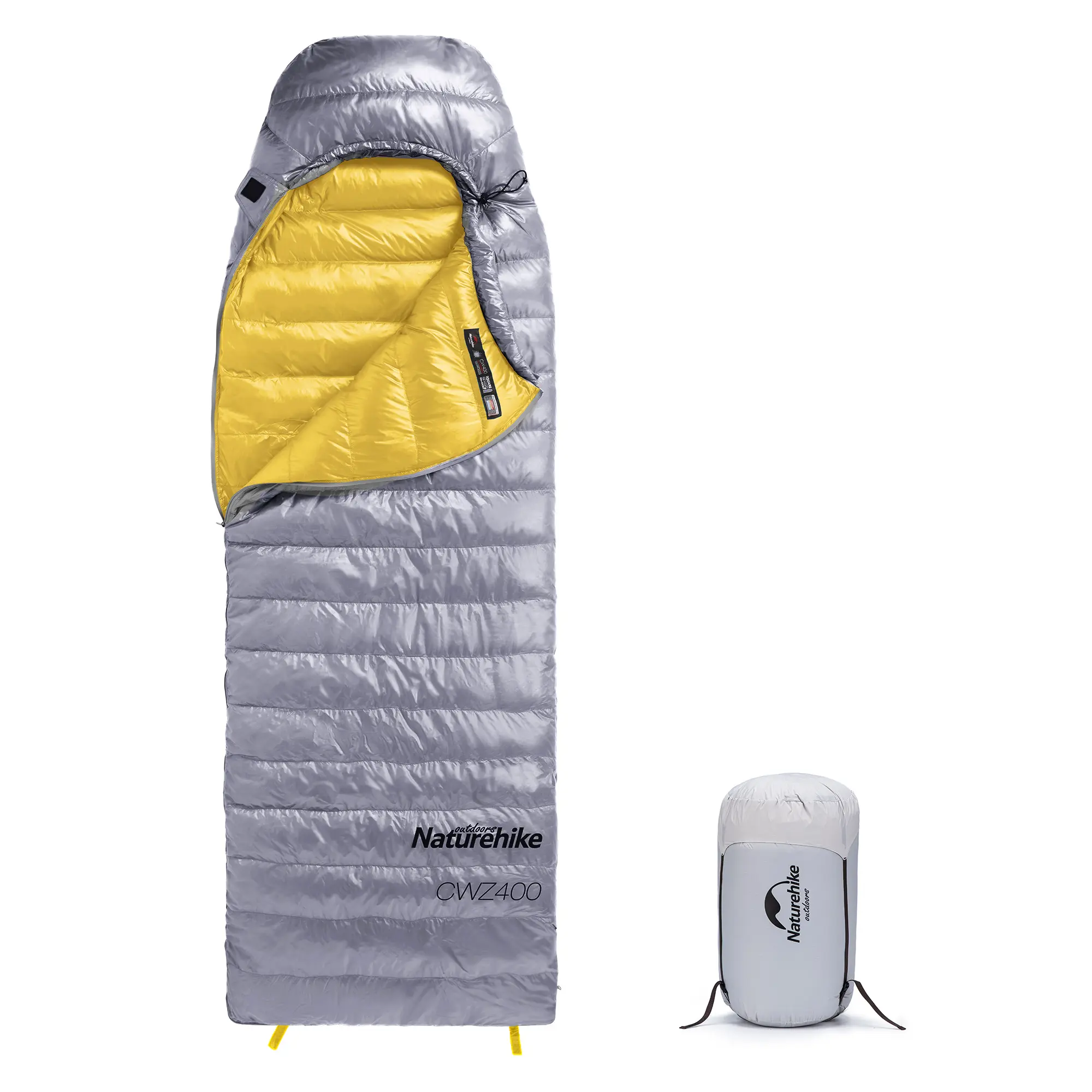 Naturehike CW400 Duck Down Sleeping Bag, Lightweight Camping Sleeping Bag for Backpacking & Hiking, 41°F / 5°C 3-Season Sleeping Bag with 650FP Down