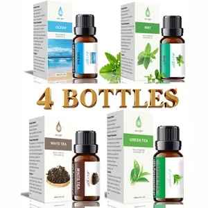 4pcs Aromatic Essential Oils Set, Ocean Mint  White Tea Green Tea Scents, Long-Lasting Fragrance for Home Office Bathroom, Alcohol-Free Portable