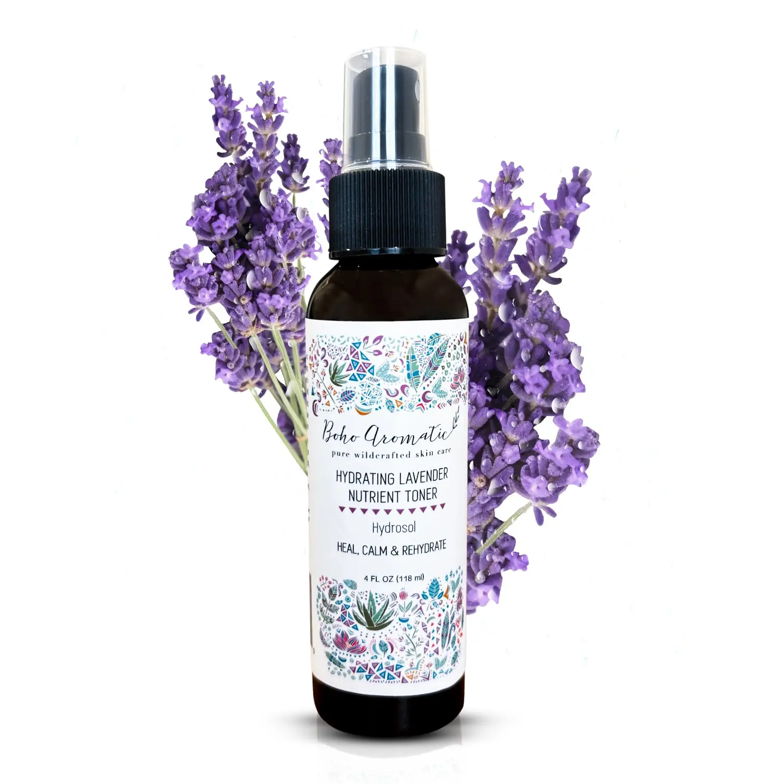 Boho Aromatic Hydrating Lavender Nutrient Facial Spray 4 FL OZ - Refreshing Face Mist with Natural Fresh Hydrosol for Gentle Moisturization