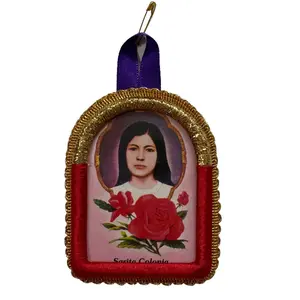 Peruvian Detente Señor de los Milagros & Sarita Colinia Religious Icon 3"x 3 1/2" Display Piece for Cultural and Spiritual Significance Decor Ornaments