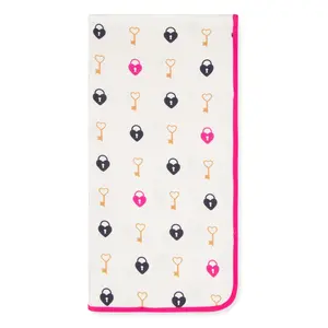 Key to My Heart Swaddle Ultra Soft 2-Ply Double-Sided Printed Bamboo Baby Blanket Multi-Use Swaddle Stroller Cover Nursing Cover Snuggle Blanket 45 x 45 Inches