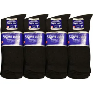 Falari Physicians Approved Diabetic Socks For Men Women Non-Binding Loose Top Wide Crew Length 3-6-12 Pairs