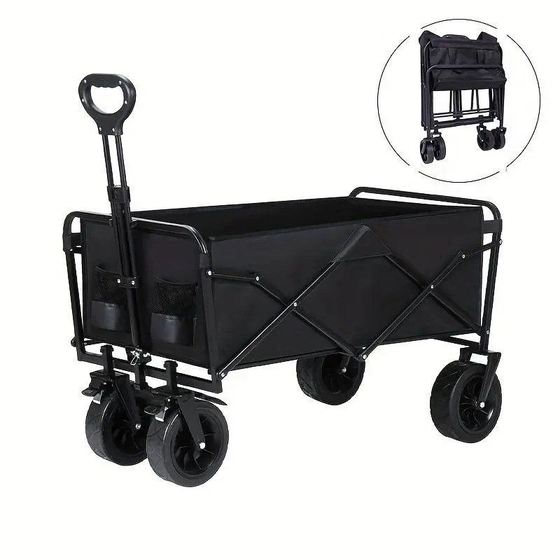 "All-terrain heavy-load foldable multifunctional camping trolley" - three-purpose for outdoor adventure/beach vacation/garden picnic,upgraded load-bearing capacity , portable storage and easy to carry"