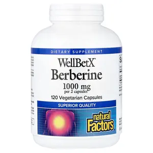 Natural Factors WellBetX®, Berberine, 120 Vegetarian Capsules (500 mg per Capsule)