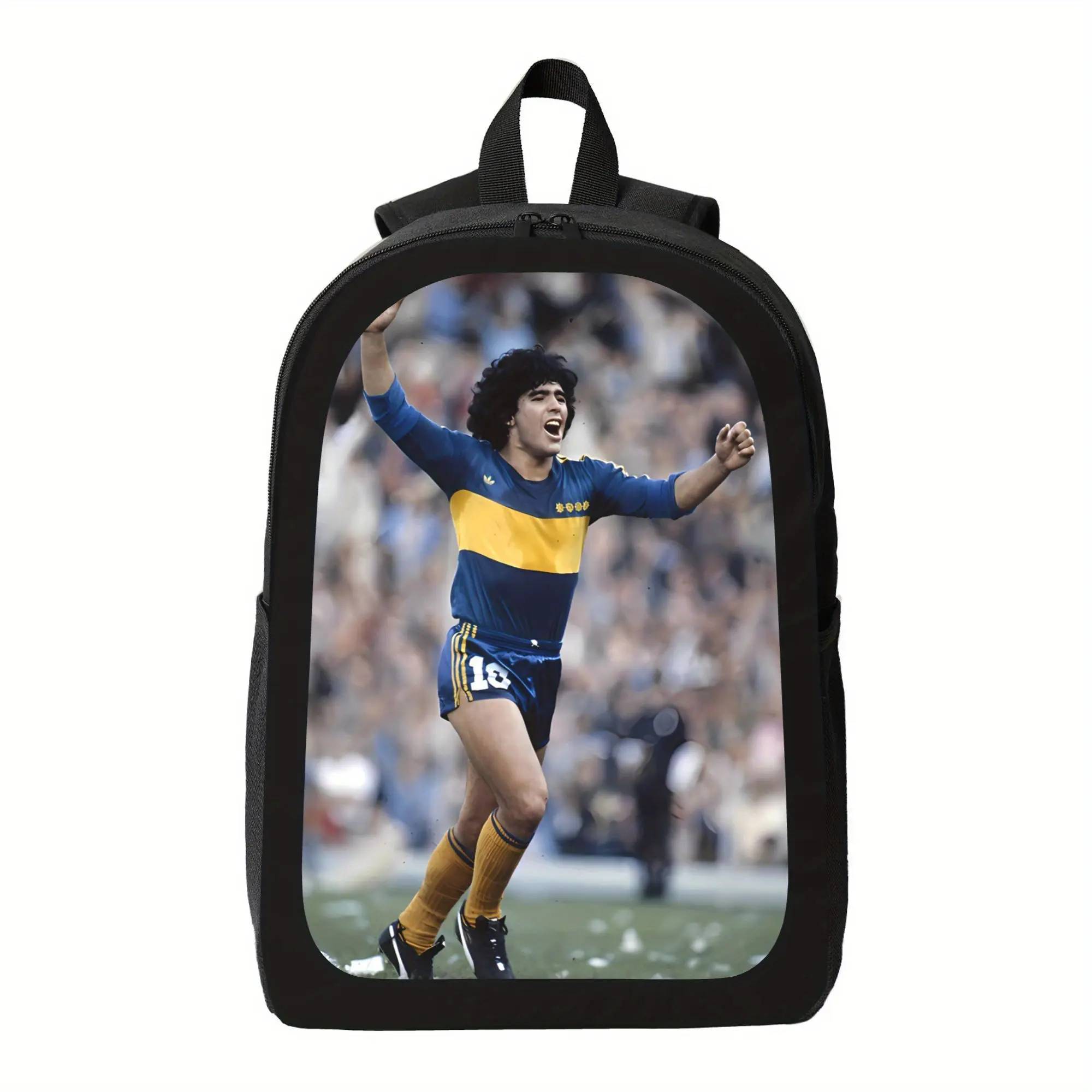 Customized  Boys Backpack for School Kids Girls GIfts Custom Maradona Boca Juniors Backpack - Soccer Legend Design Backpack with # 10 Jersey Print, Heavy-Duty High Quality Polyester School, Travel, Sports Bag - Laptop Compartment