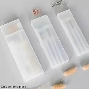 Transparent Plastic Pencil Case, Portable Stationery Organizer, Multi-Functional Small Makeup Brush Holder, Ideal for Students