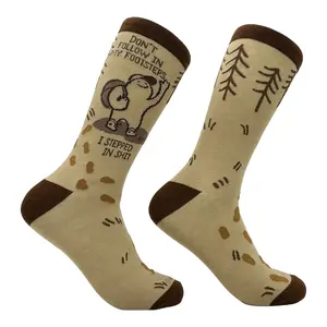 Men's Dont Follow In My Footsteps I Stepped In Shit Socks Funny Sarcastic Novelty Footwear Funny Graphic Socks Comfortable Fitted Spandex Cotton