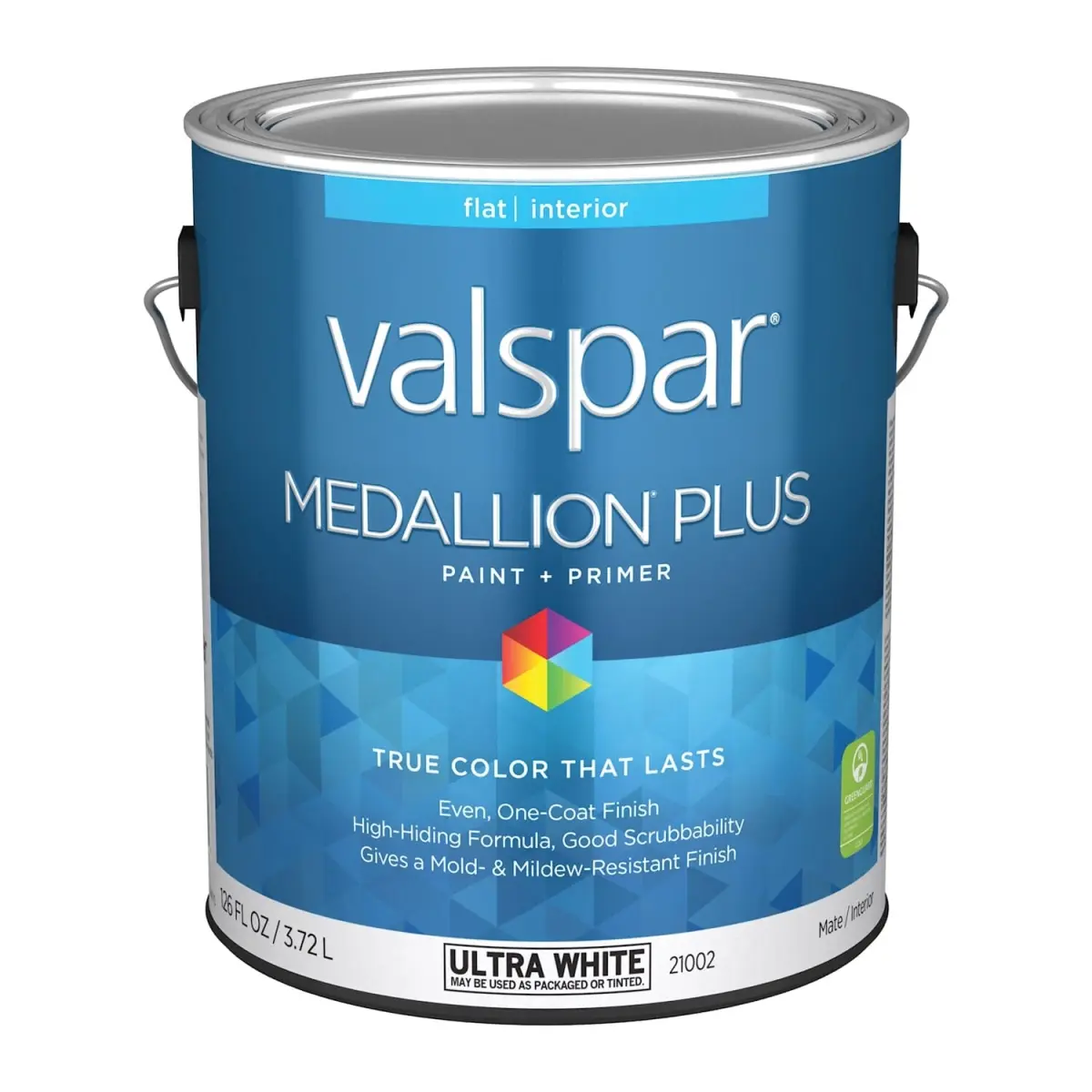 Valspar 028.0021002.007 Medallion Plus Acrylic Latex All-Purpose Paint - 1 gal, White, Even 1-Coat Finish, Good Scrubbability, Great Durability for Exterior Wood and Metal Siding & Trim