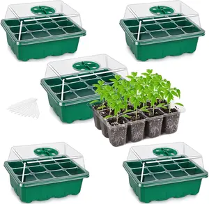 5-Pack Seed Starter Tray Seedling Kits,Plant Starter Kit, (12 Cells per Tray)
