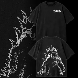 Vintage Washed Godzilla Kaiju Graphic T-Shirt Hoodie – Japanese Monster Movie Streetwear Shirt, Retro Godzilla Film Aesthetic Apparel, Classic Kaiju Graphic Oversized Tee Hoodie for Godzilla Fans, Sci-Fi Movie Lovers & Retro Monster Film Collectors