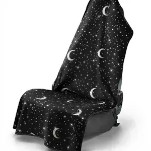 2-in-1 Waterproof Car Seat Cover Towel, Celestial Moon & Stars Print, Universal Auto Seat Protector for Beach, Gym, Travel & Pets