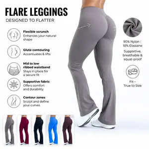 ( with logo ) dfyne Black Flare Leggings for Women, Soft Bootcut Workout Pants for Pilates, Gym and Lounge Affordable Pants (Under $40)