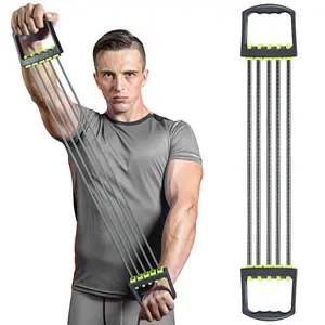 Outdoorfun Adjustable Chest Expander and Hand Gripper Set, 5-Spring Resistance Trainer for Arm, Shoulder, Chest Workout, Ideal Home Fitness Equipment and Gift for Men