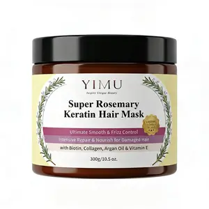 YIMU Super Rosemary Keratin Hair Mask 300g — Salon-Level Deep Repair & Frizz Control with Biotin, Collagen, Argan Oil & Vitamin E