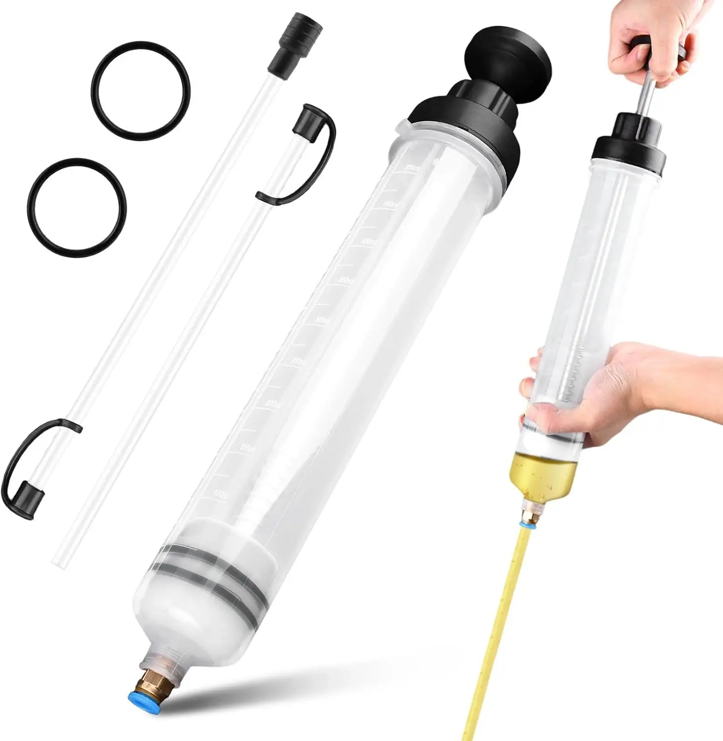 500CC Automotive Fluid Extractor Pump, Premium Manual Extraction & Fill Pump with 2 Hoses, Oil Syringe with Powerful Suction, Fluid Oil Change Evacuator