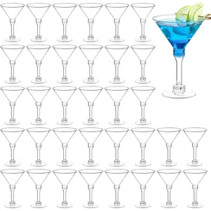 40 Pack Plastic Martini Glasses 5 Oz Disposable Mini Tall  Cups Plastic Margarita Glasses  for Summer Party , Drinks, Appetizers, Desserts