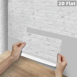 6/12/24/48PCS/Box FG Vintage Tile Stickers, PVC Crystal Film White Base Grey Marble Mosaic Pattern, Peel & Stick Waterproof Oil-Proof Backsplash, Self-Adhesive DIY Wall Tiles for Kitchen Bathroom Floor Tile Wood Decor