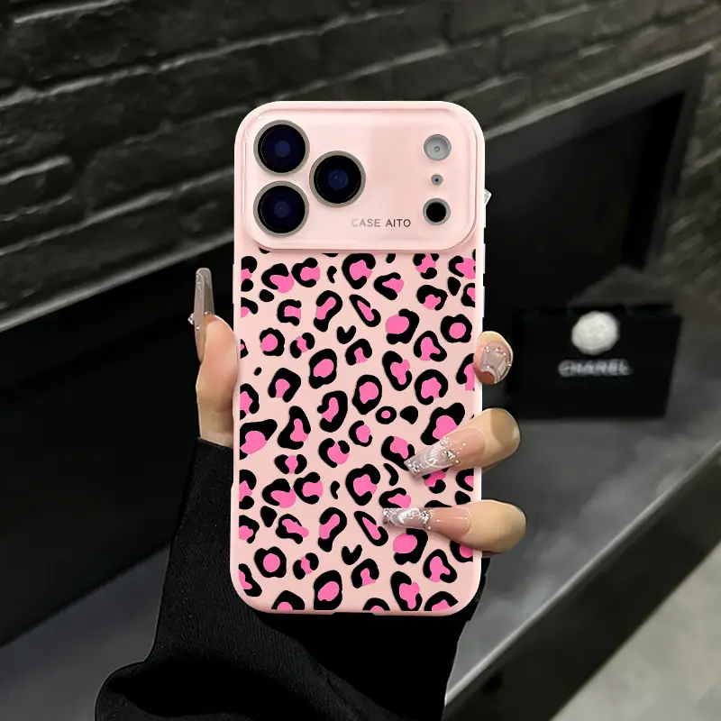 Pink Leopard Print Phone Case - Cute & Stylish Cellphone Accessory, Durable Cellphone Shell, Protective Cover with Protection for iPhone 17 Air, 16 Pro Max, 15, 14 Plus, 13, 12 - Drop Resistant, Shockproof, Phone Accessories