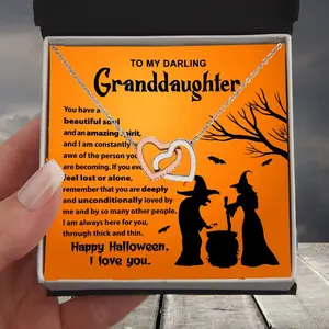 Granddaughter - Amazing Spirit Halloween Interlocking Hearts Pendant Necklace