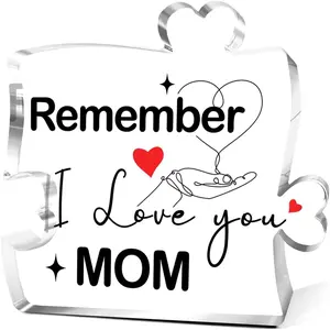 Gifts for Mom from Son Daughter,Gifts for Mom Thanksgiving Christmas Birthday,Remember I Love You Mom Sign Acrylic Puzzle Piece