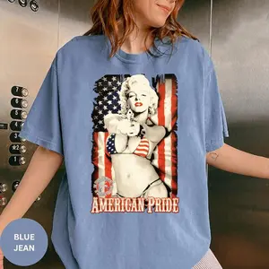 American Pride Marilyn Monroe Shirt, USA Legend Star Graphic Tee, Unisex Patriotic Gift, Comfort Colors T-Shirt.