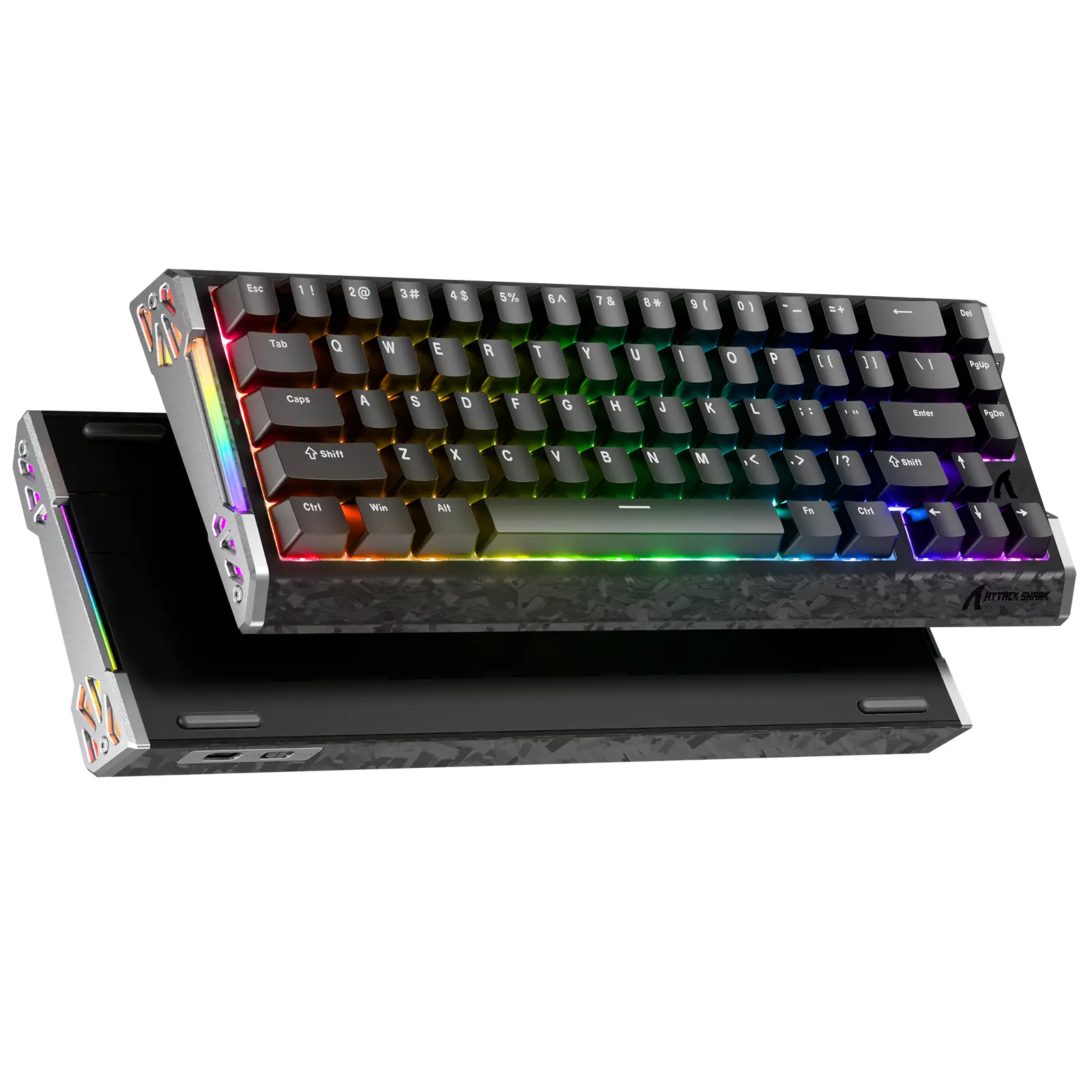 ATTACK SHARK R68 HE 60% Wired USB Hall Effect Mechanical RGB Gaming Keyboard, 0.005mm Accuracy, 0.08ms Low Latency, 256K Scan, Rapid Trigger Magnetic Switch, Carbon Fiber+CNC Aluminum Alloy, Customizable RGB Lighting for PC FPS backtoschool
