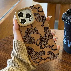 Fashionable Practical Leopard Phone Case for iPhone 17/16/15 Pro Max/14 Plus/13/12/11 Pro/Air| TPU + Suede-Like Texture, Anti-Fingerprint Drop Protection Soft Shell