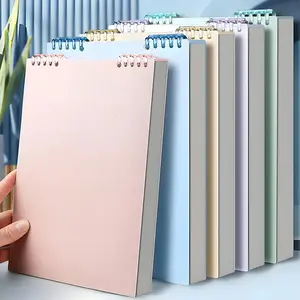 A5 Wooden Top-Flip | 80 Sheets Double-Sided No-Bleed Paper, 360° Rotating Design for Office, Study & Meeting Notes, Office Stationery Supplies