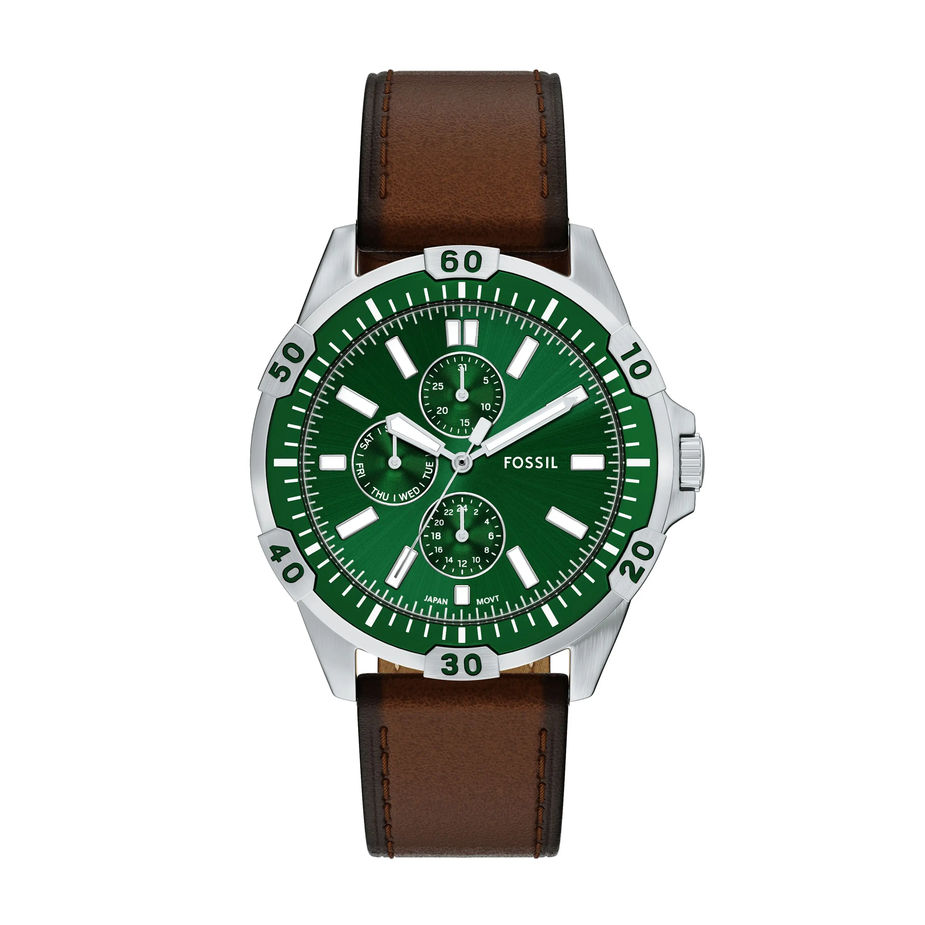 Fossil Men's Garrett 44mm Multifunction Brown Leather Watch
