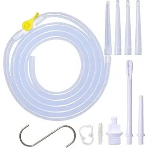 Enema Kit Replacement Part - 6.6ft Silicone Hose With 6 Tips, Controllable Water Flow Valve, Clamp - Colon Cleansing Accessories for Coffee Enema and Douche Bag Kit