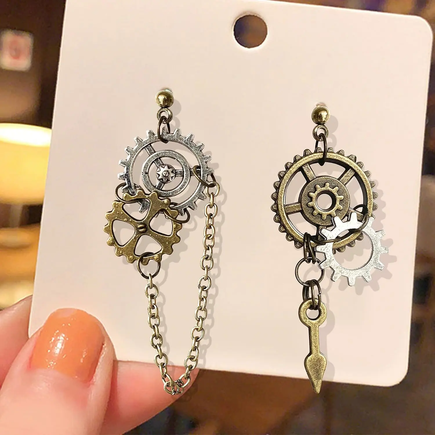 Handmade Craftsmanship Unisex Alloy Earrings - Punk Steampunk Vintage Clockwork Dangle Drop, Clock Gear Antique Airplane Design, Casual Female-Focused Halloween Costume Jewelry, Unisex Appeal, Birthday