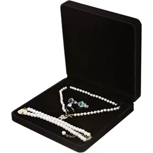LETURE Velvet Jewelry Set Box, Velvet Gift Box for Bracelet Necklace Earring Ring (Black)