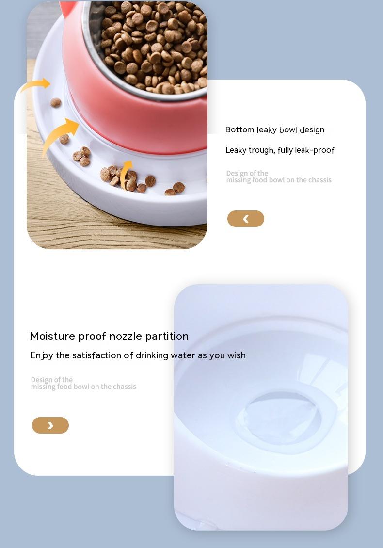 Stainless Steel Dog Bowl Double Bowl Cervical Protection Oblique Mouth Hot Pet Food Basin Supplies