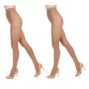 Memoi Perfectly Opaque Control Top Microfiber Tights 2-Pack